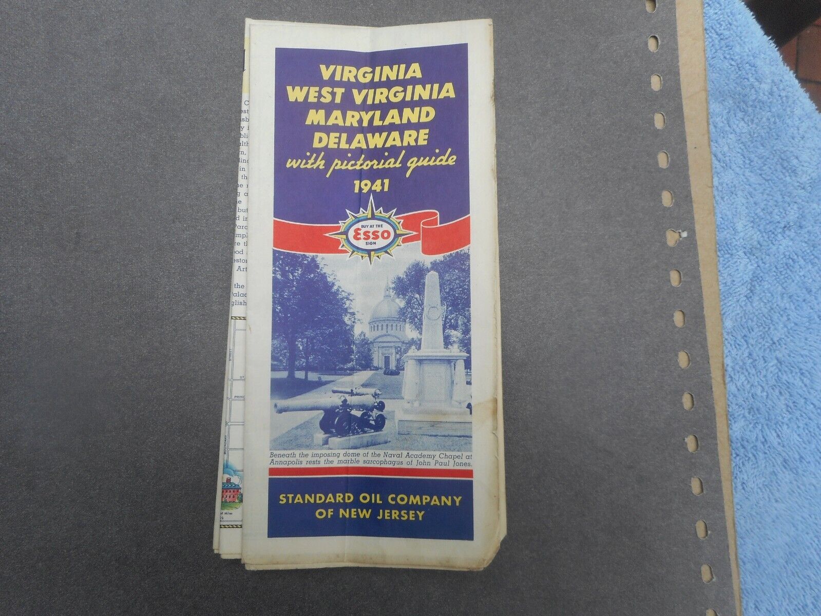 1941 ESSO Road Map...DE., Maryland, West VA, & VA