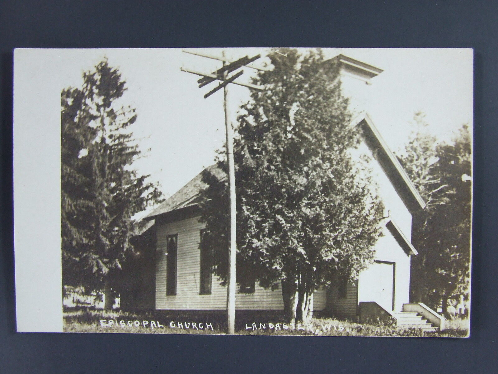 RPPC Episcopal Church Lancaster Wisconsin WI Real Photo Postcard c1911-22 Grant