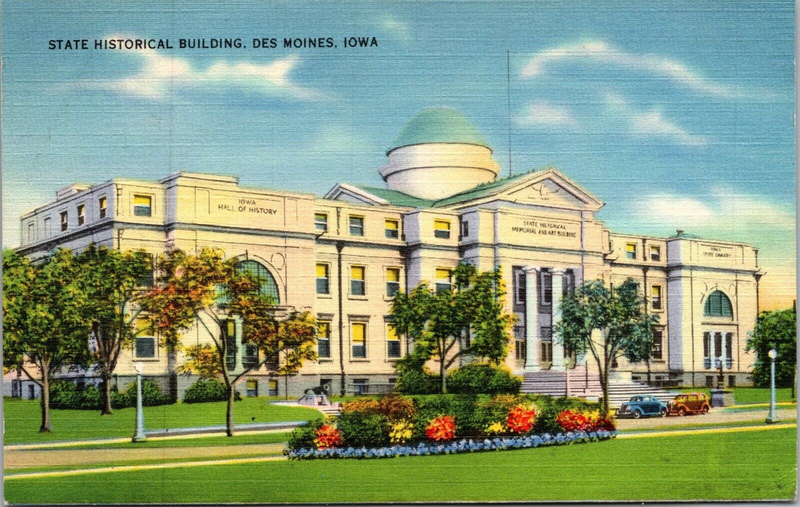 Vintage 1938 State Historical Building Des Moines Iowa IO Linen Postcard