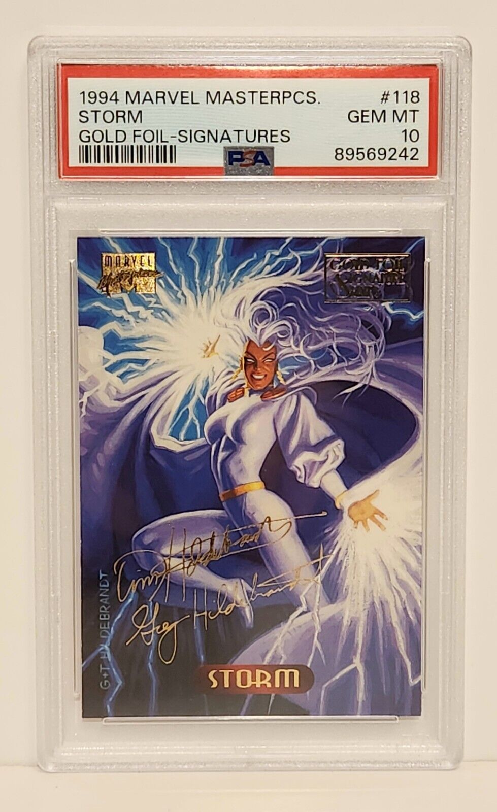 1994 Marvel Masterpieces Gold Foil Signature PSA 10 GEM MINT Storm Card (Pop 2)