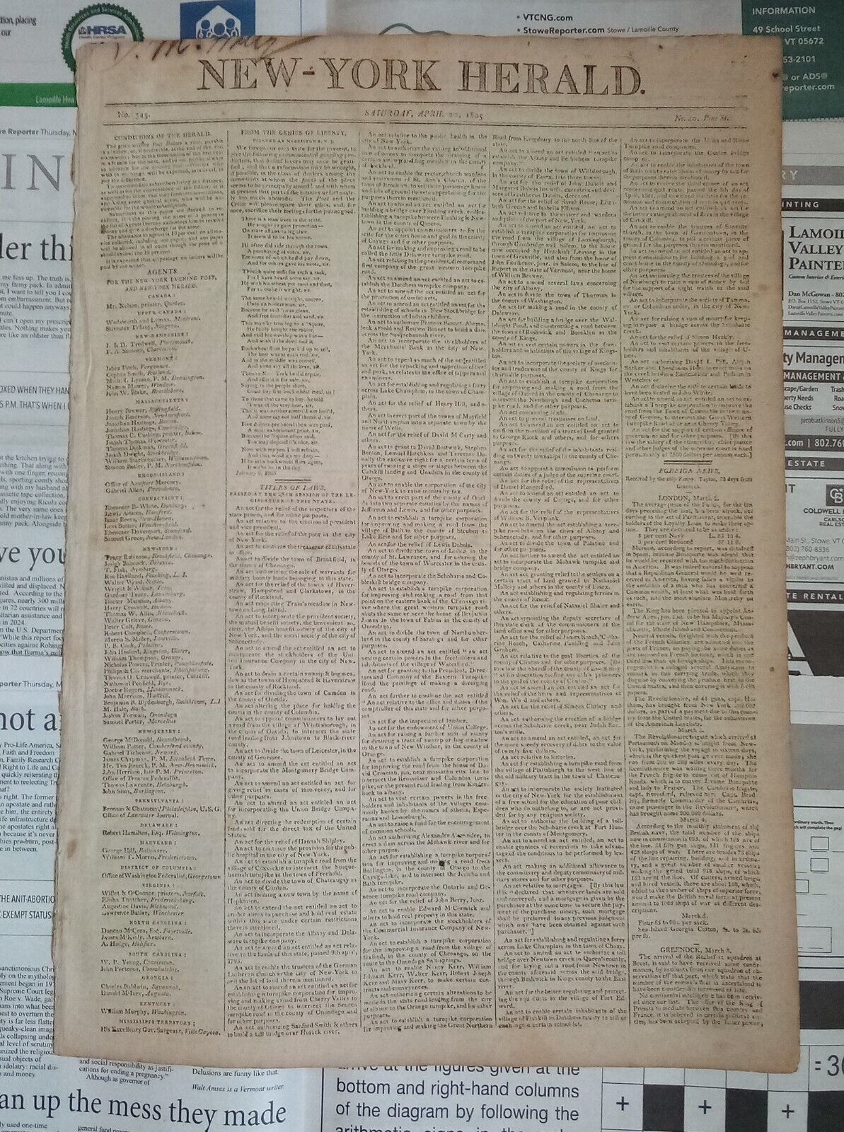 New York Herald - April 20 1805 - Newspaper