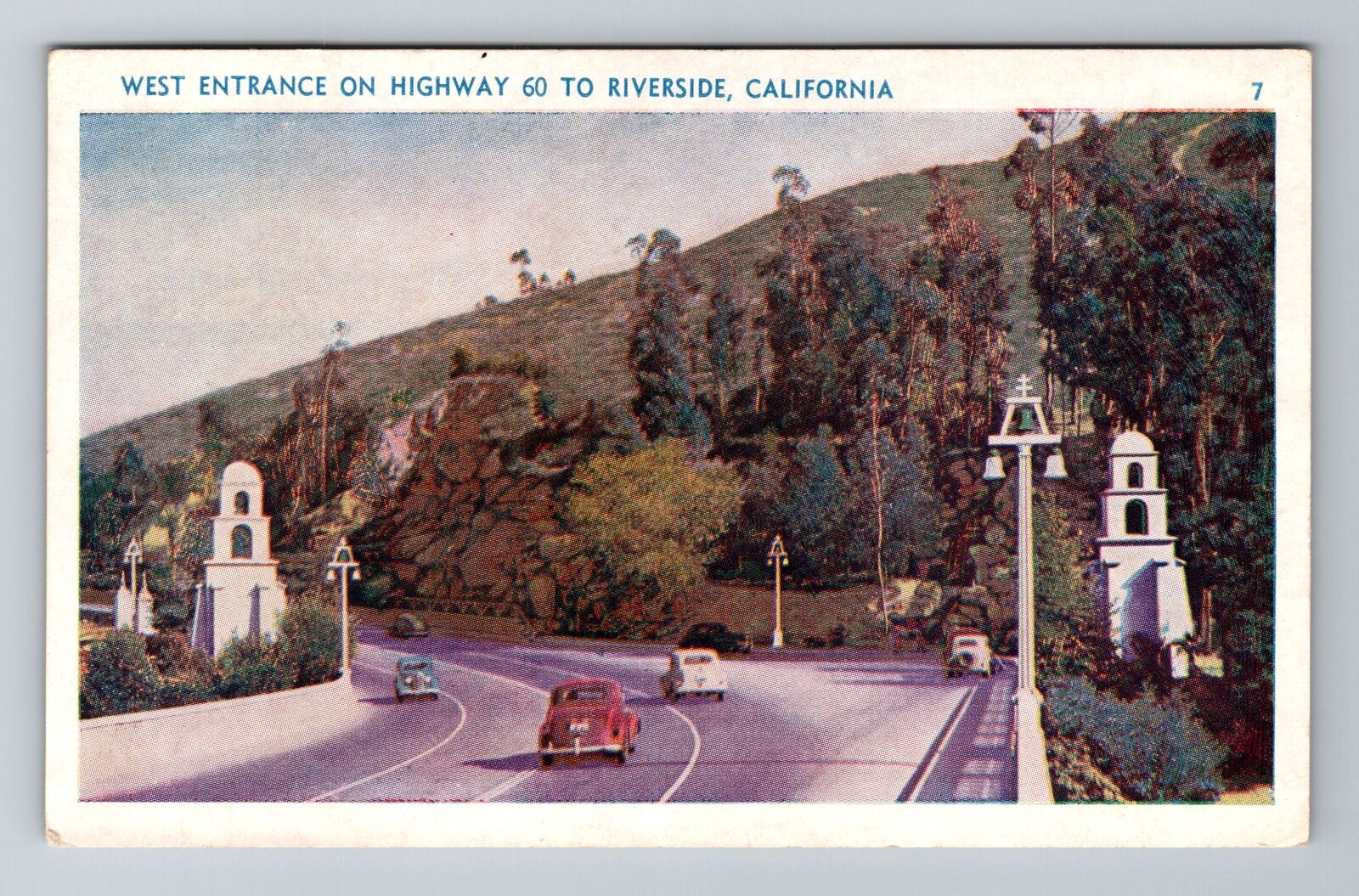 Riverside CA-California, West Entrance On Highway, Antique, Vintage Postcard