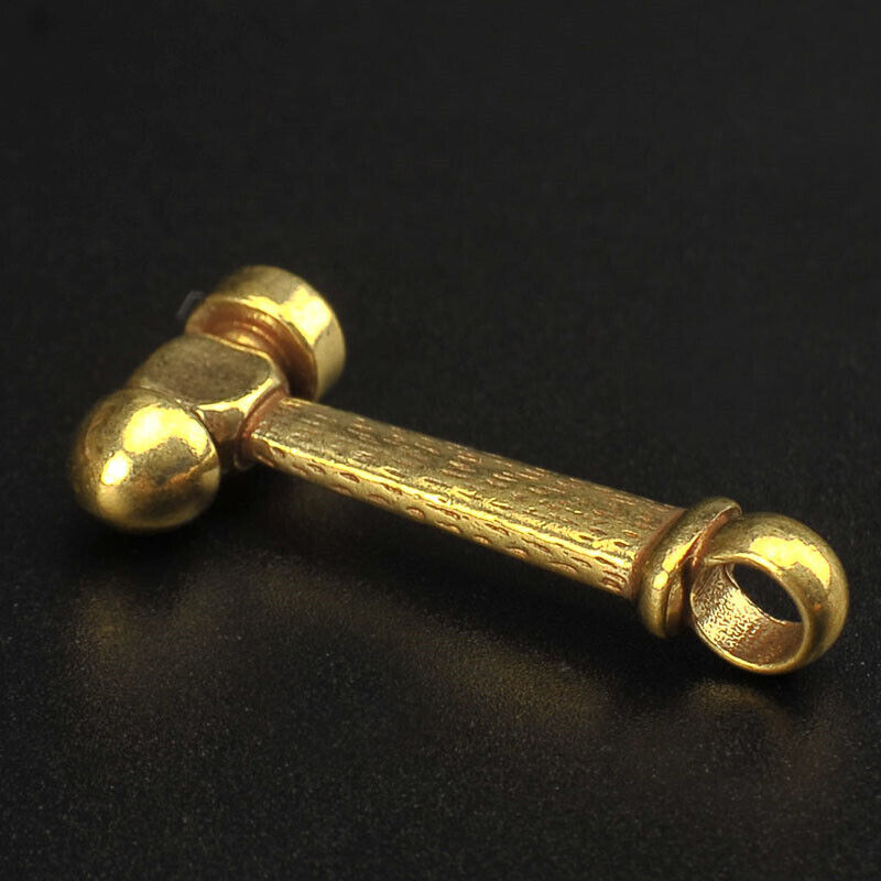 Pure Brass Small Hammer Key Chain Pendant Mini Tool Hanging Gift DIY Keyring