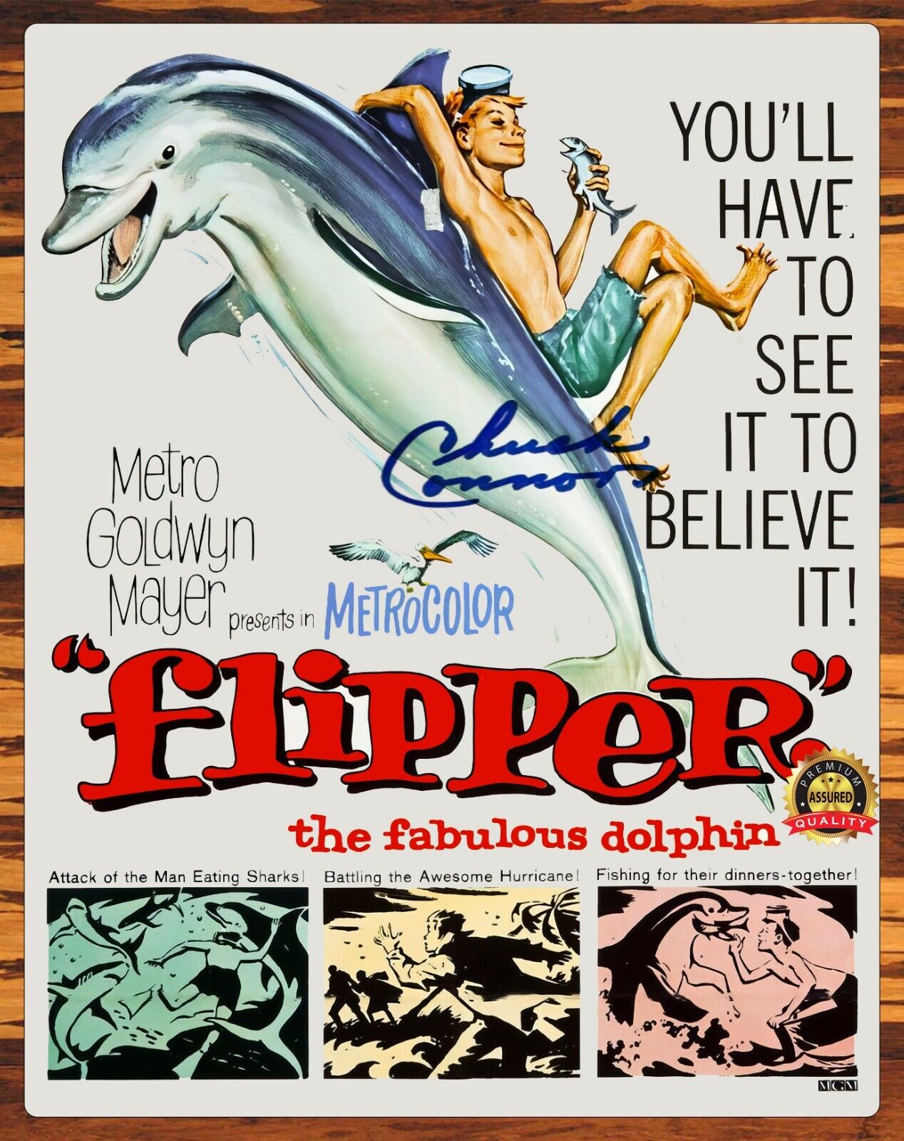 Flipper - The Fabulous Dolphin - 1963 - Signed - Reprint - Metal Sign 11 x 14