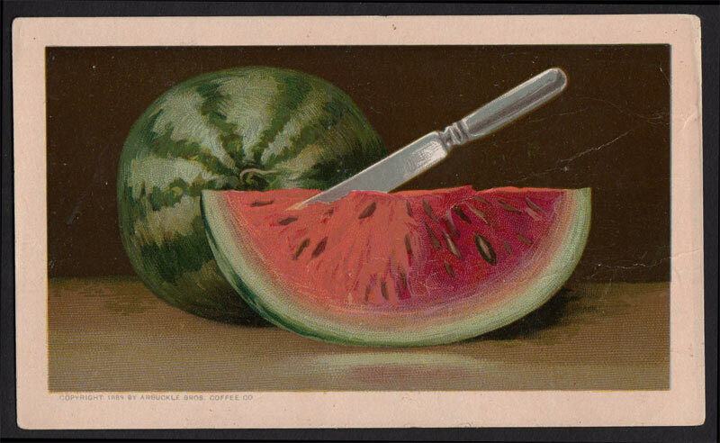 Arbuckle\'s Ariosa Coffee VTG Victorian Trade Card Cooking Watermelon Recipe #30