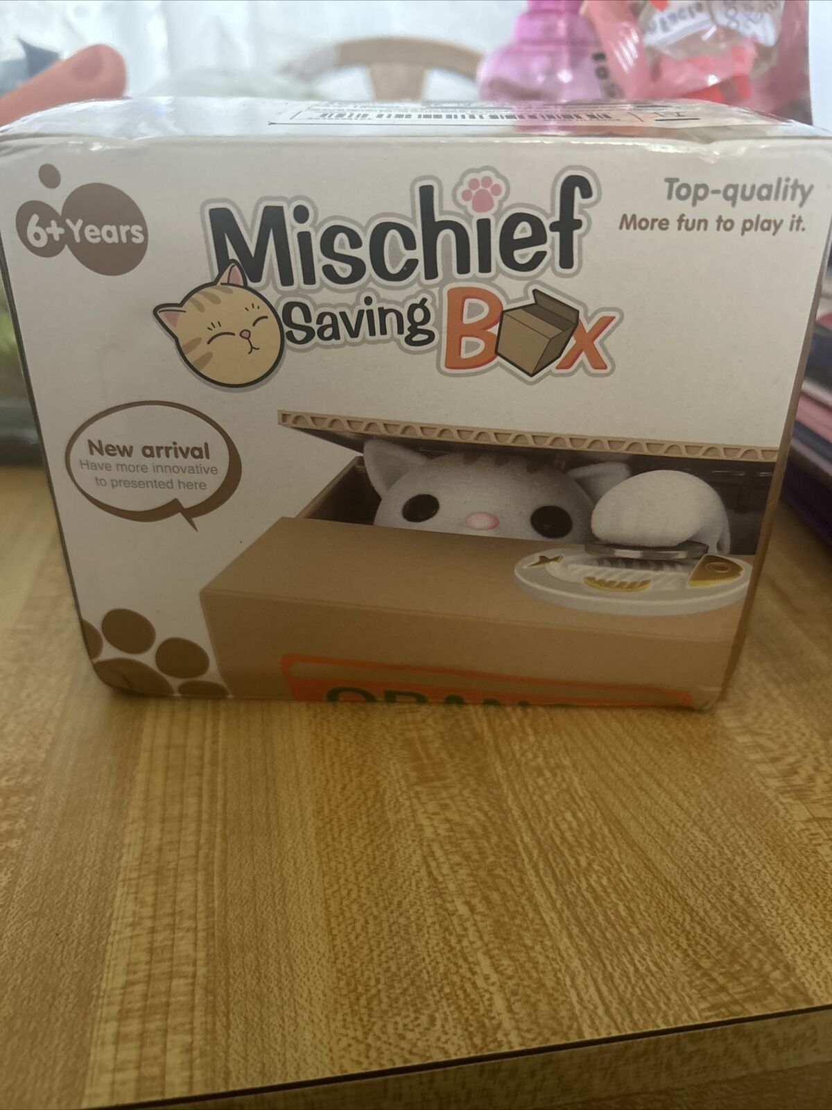 Mischief Saving Box, Adorable Kitty Coin Stealing Money Bank - NEW