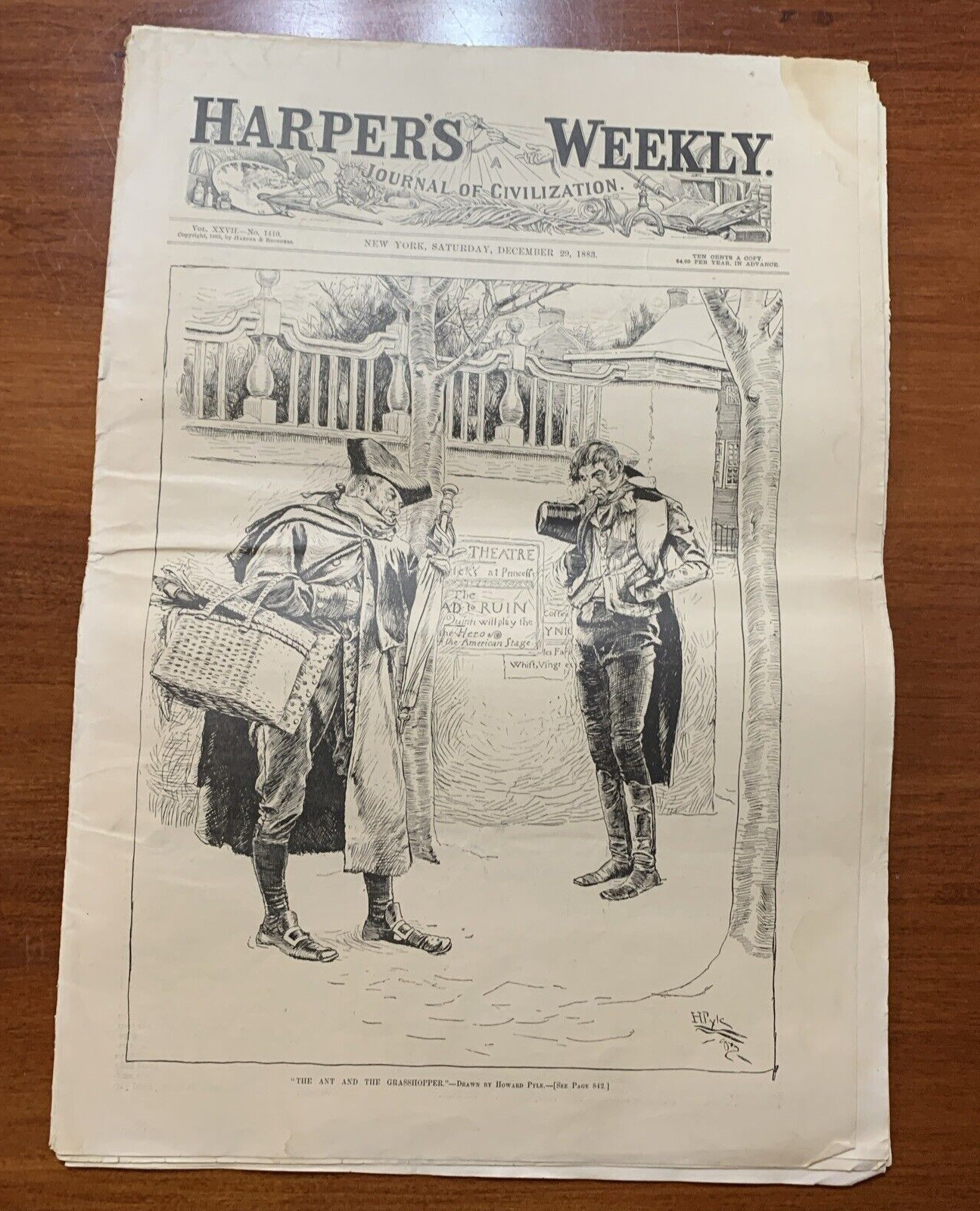 Harper\'s Weekly Dec. 29, 1883  Cover by H.Plye/Centerfold  A.B. Frost + [11-10