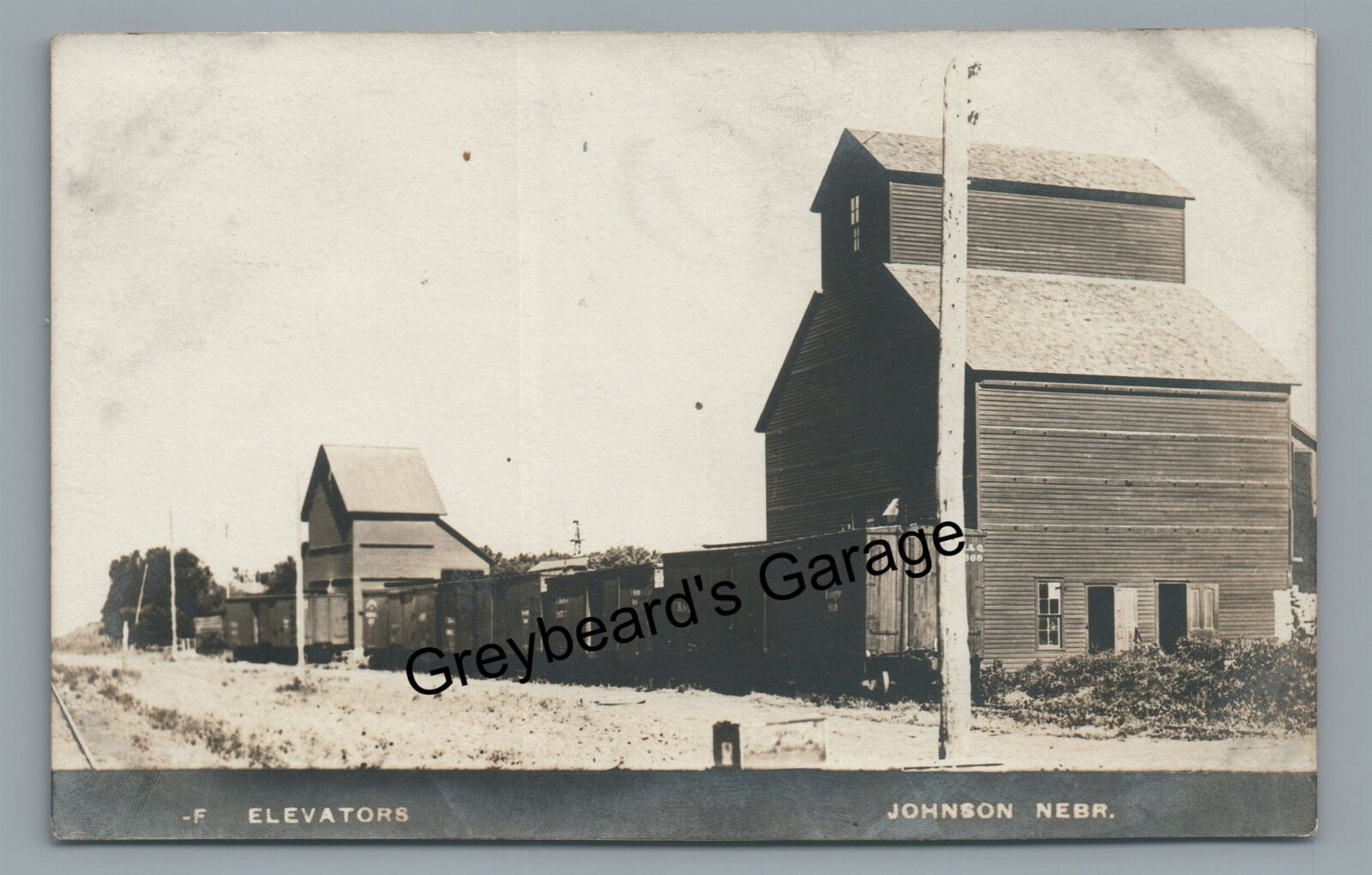 RPPC CBQ Burlington Railroad Elevators Depot JOHNSON NE 1911 Real Photo Postcard