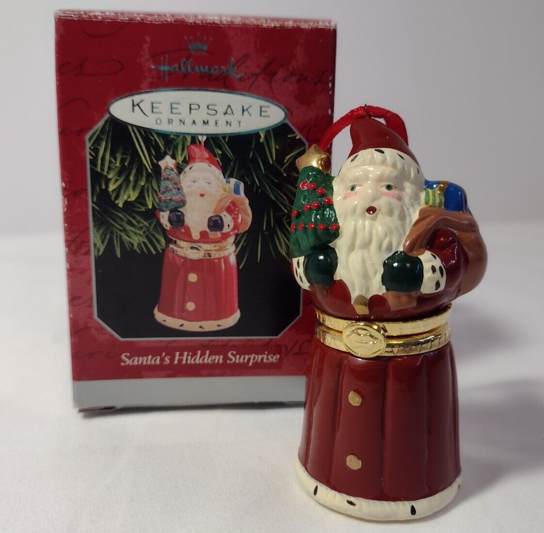 Santa Trinket Box Hallmark Keepsake Ornament 1998 Vintage Hinged Christmas