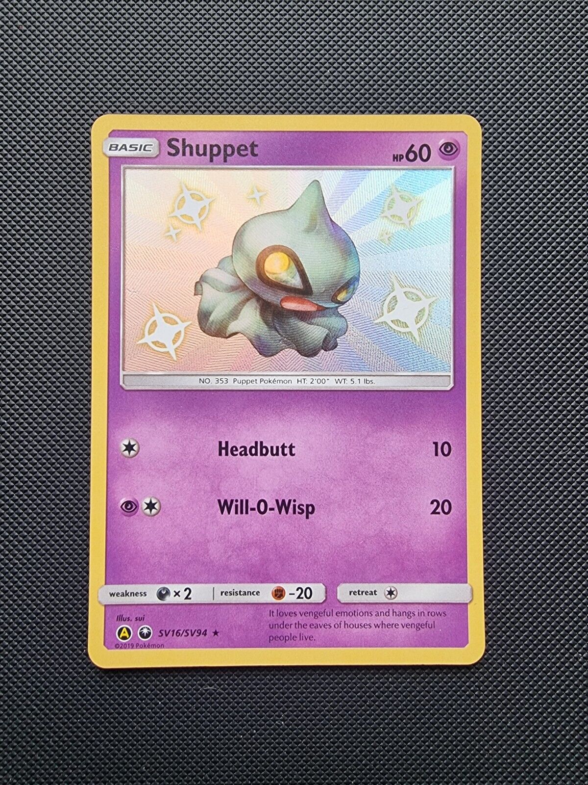 Pokémon TCG Shuppet Hidden Fates SV16/SV94 Holo Shiny Holo Rare