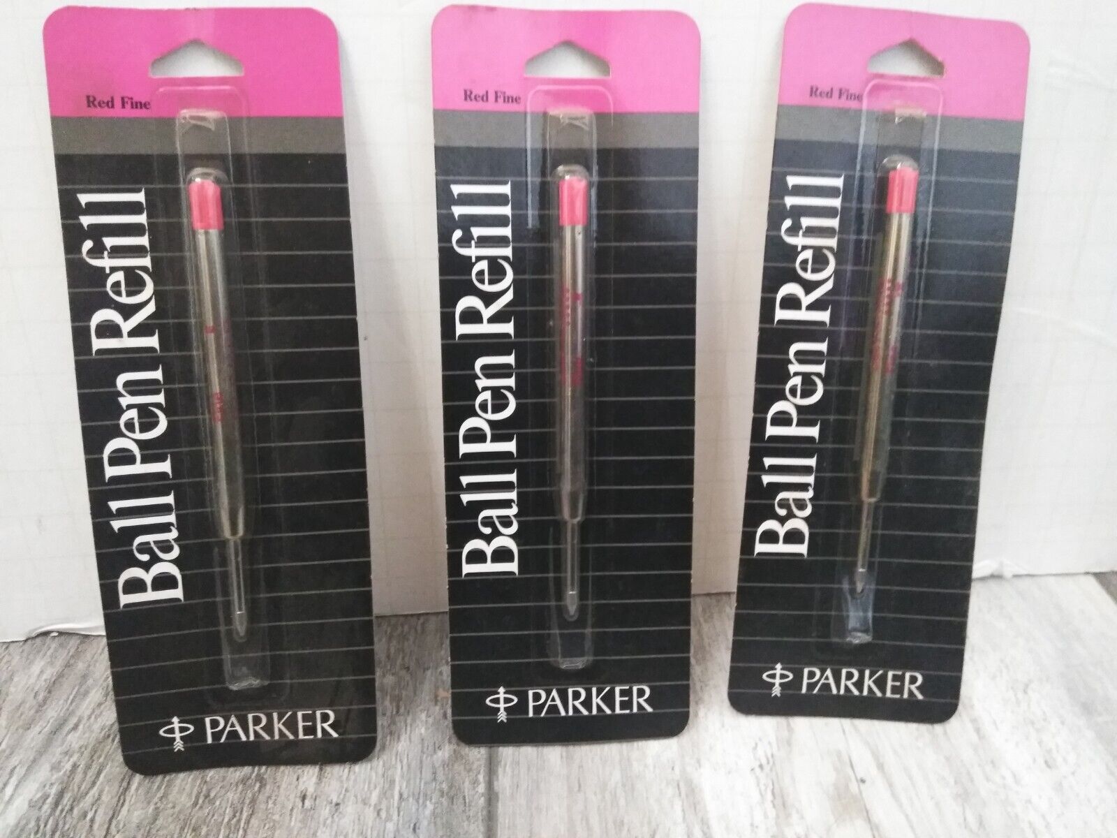 N.O.S PARKER Ball Pen Refill Ink RED FINE  Fits All Ball Pens # 30335 (3PK)