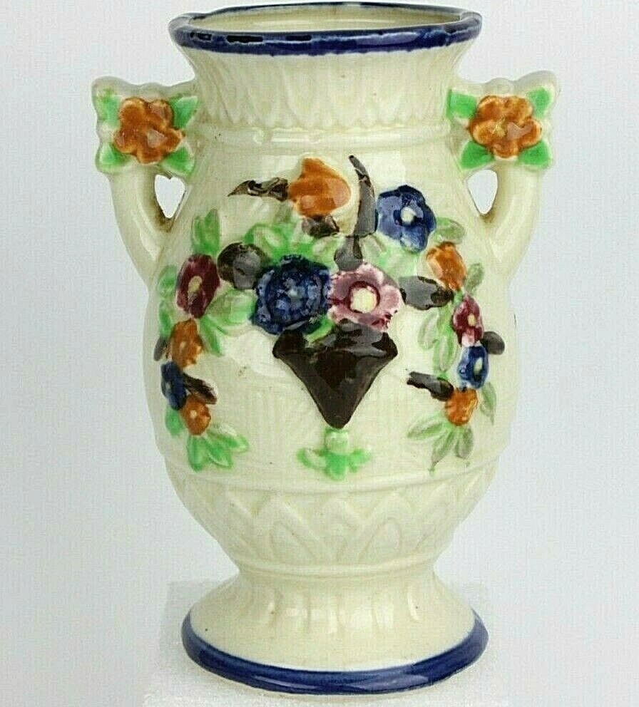 Vintage Japanese Majolica Small Porcelain Flower Vase 5 3/4\