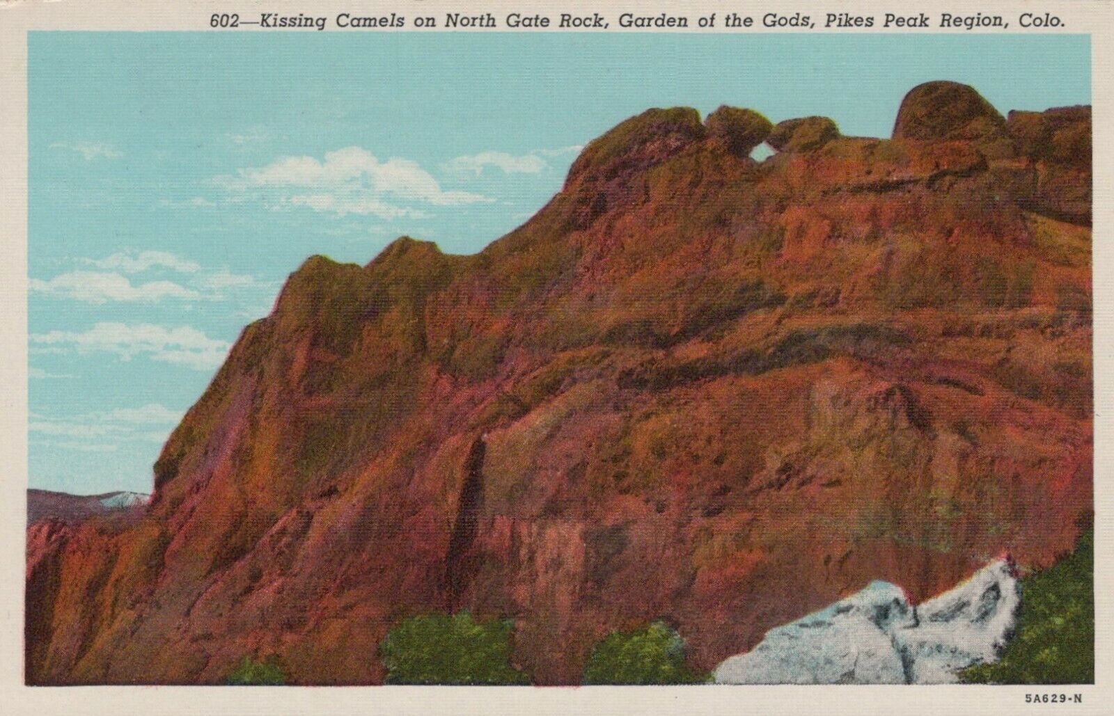 Kissing Camels On North Gate Rock Garden Of The Gods CO Vintage Linen Post Card