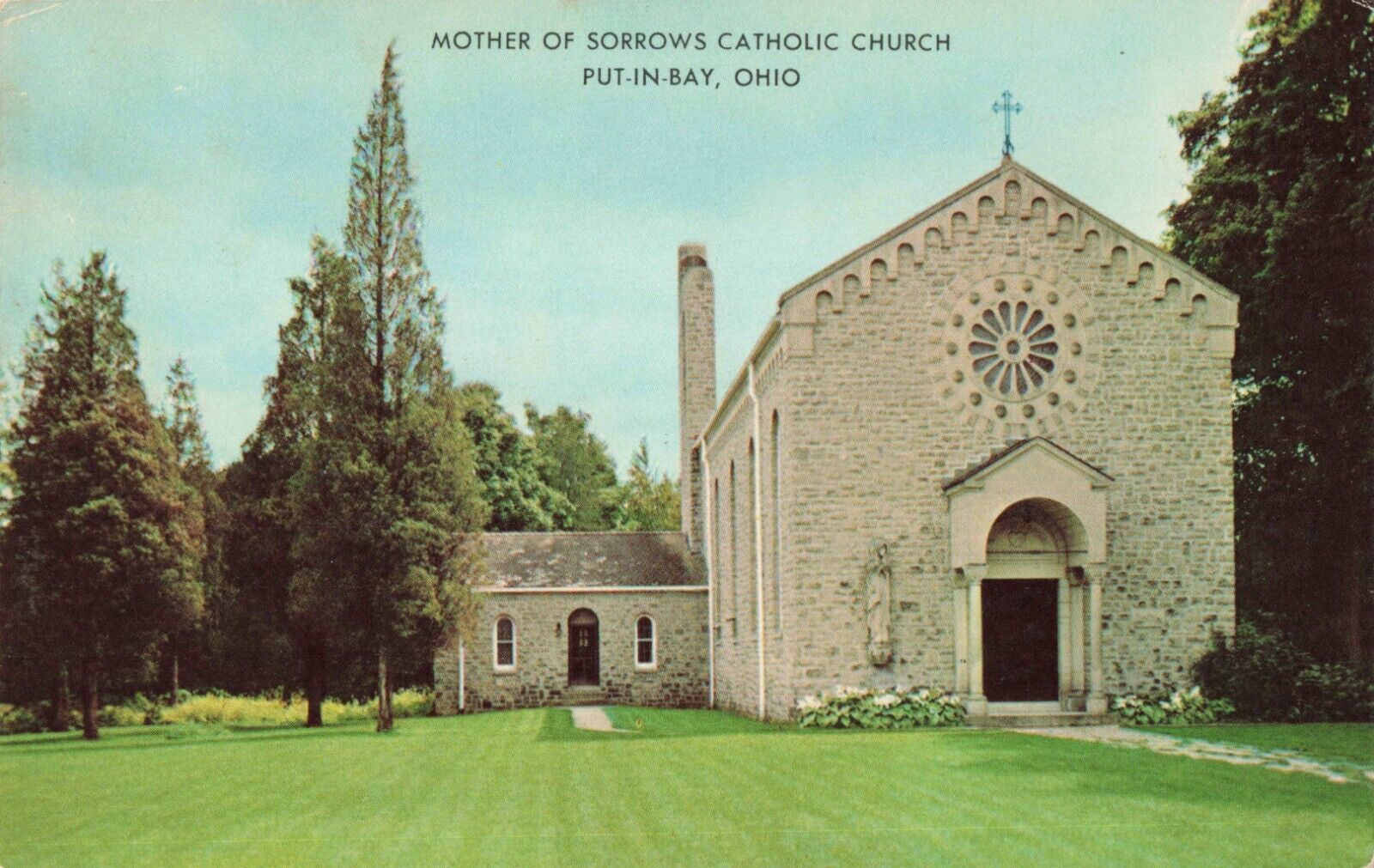 Put-In-Bay OH Ohio, Mother of Sorrows Catholic Church, Vintage Postcard