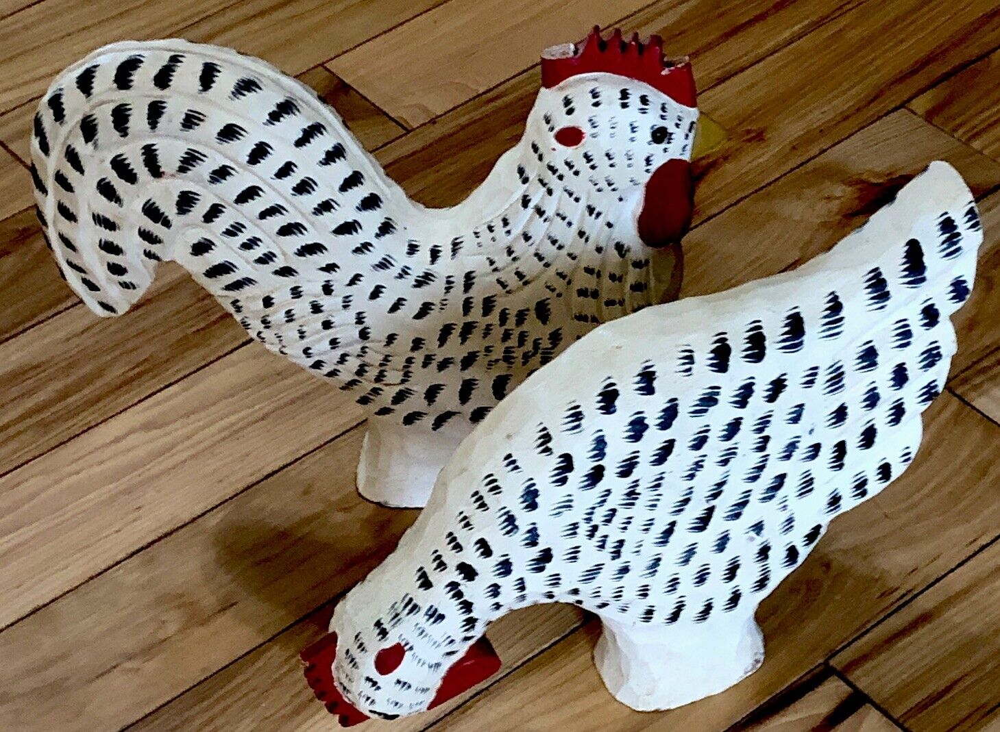 James Haddon Folk Art -Two Roosters Signed by artist
