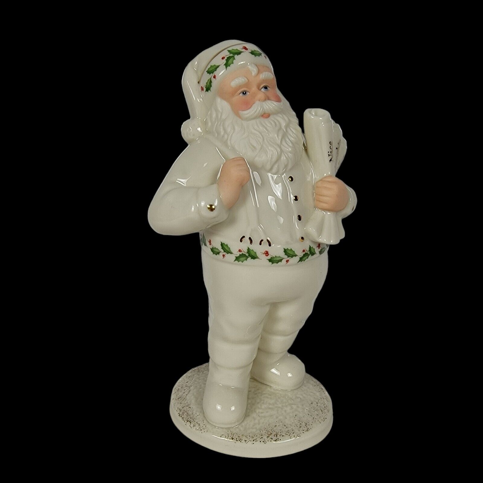 Lenox Santa\'s List Figurine Nice Naughty 2008 Christmas Gold Trim Porcelain EUC