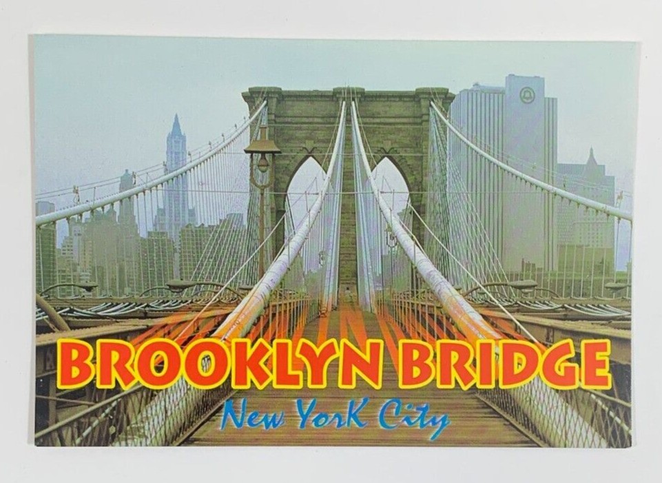 A Walk across the Brooklyn Bridge next Stop Manhattan New York Postcard Unposted