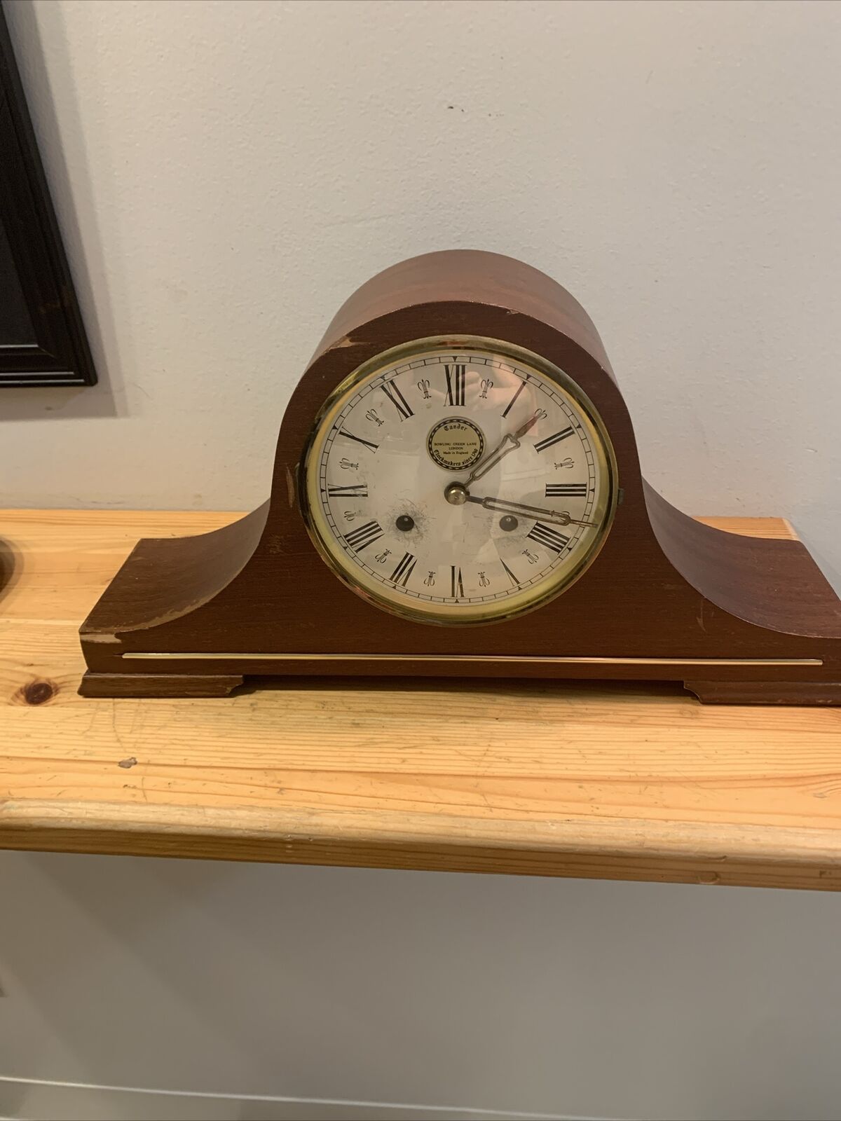 Antique Chelsea  Tambour Style Mantle Clock For Parts Please Read Description