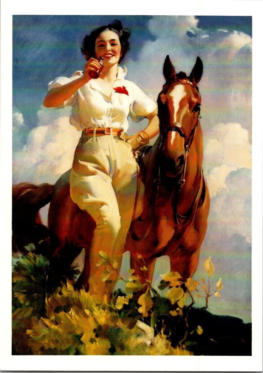 7 Continental Postcards 1991 Reprodution woman & horse pin-up beach fishing