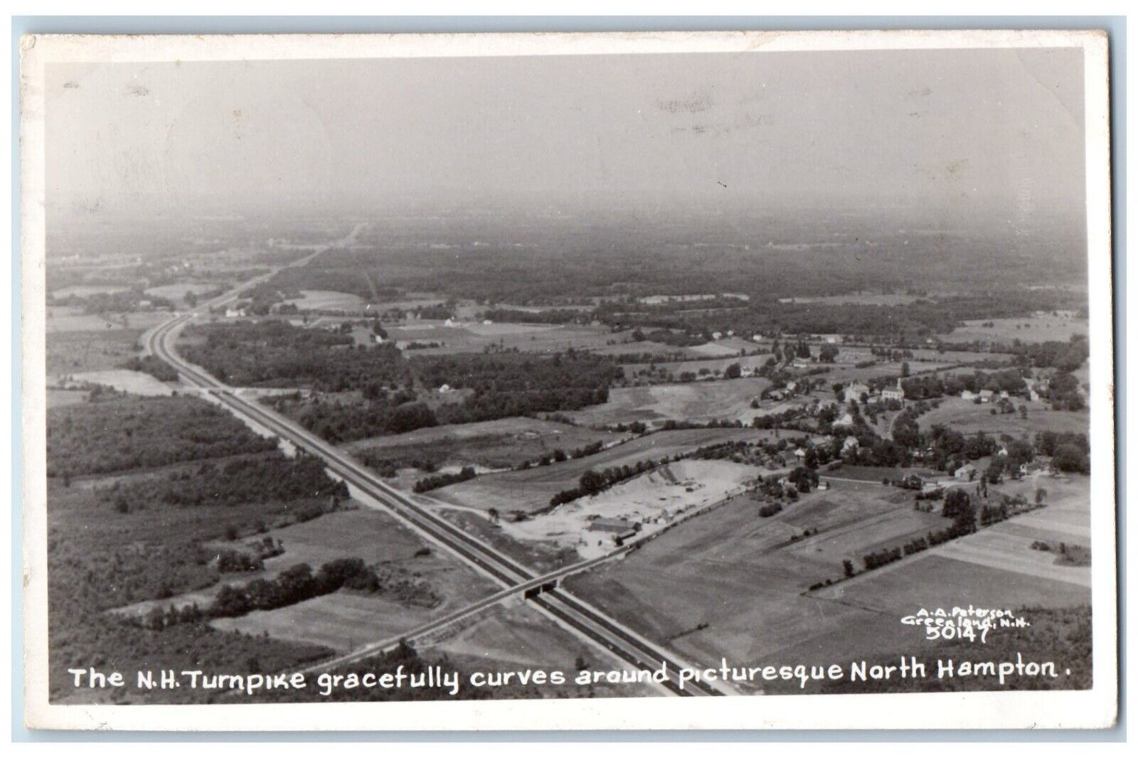 New Hampshire Postcard RPPC Photo Turnpike Gracefully Curve Around North Hampton