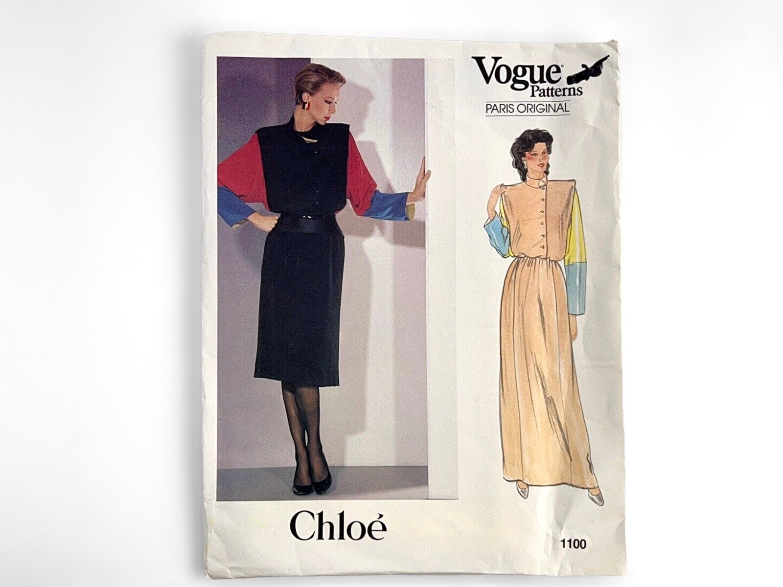 Vtg 1980s Vogue CHLOE’ Paris Original Dress Pattern #1100 Size 12 Uncut