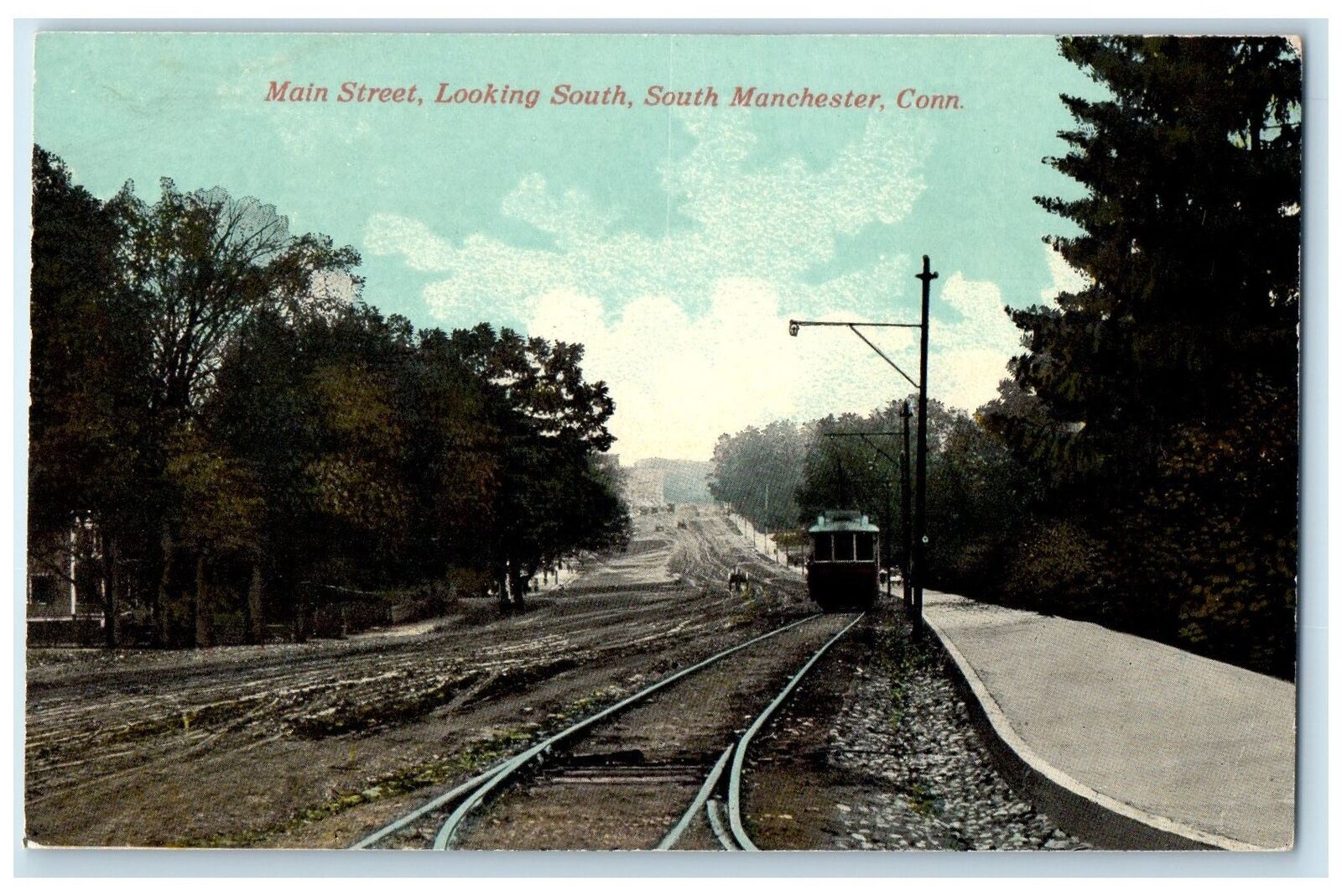 c1910\'s Main Street Rail Road Locomotive South Manchester Connecticut Postcard