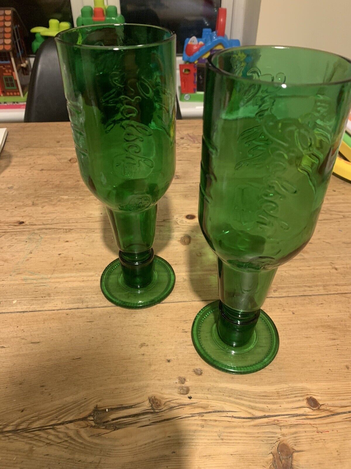 Grolsch Bottle Green Signature Embossed Pint Glass Netherlands X2