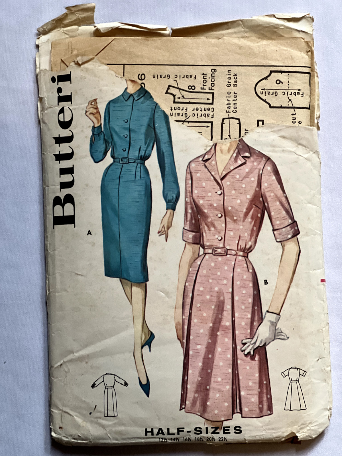Vintage 1950s Butterick 2256 Slimliner Dress - Size 20 1/2