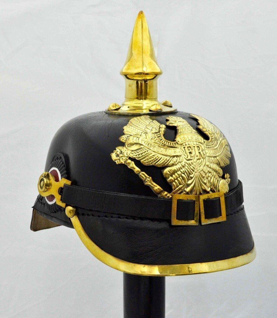 Leather German Pickelhaube Helmet Prussian Helmet  WW1 helmet Vintage Handmade