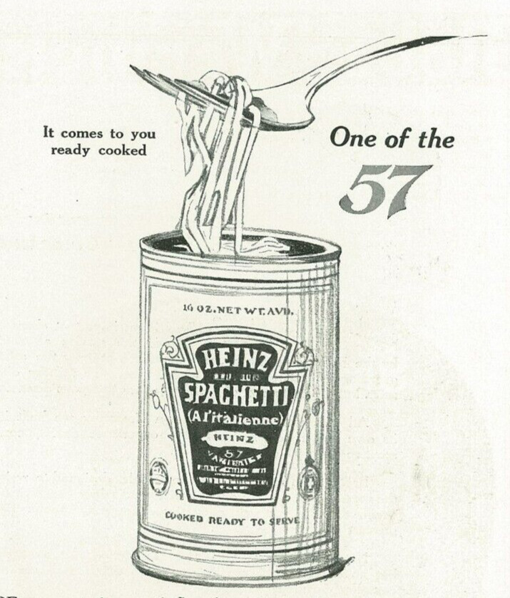 Heinz Spaghetti Ready Cooked One of the 57 Vintage 1916 Print Ad