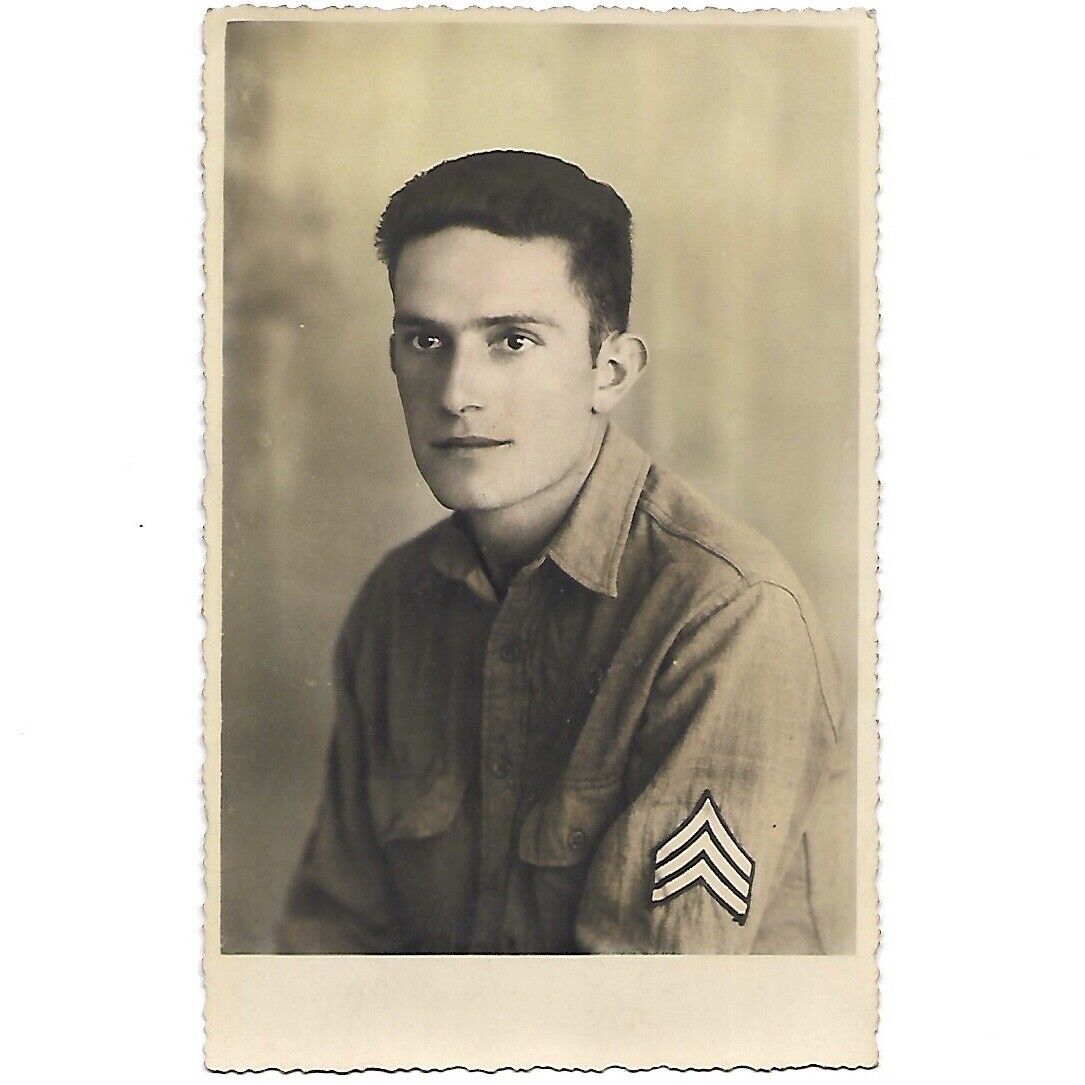 Vintage WWI Era US Army Soldier RPPC Photo Handsome Young Man C1915 Portrait