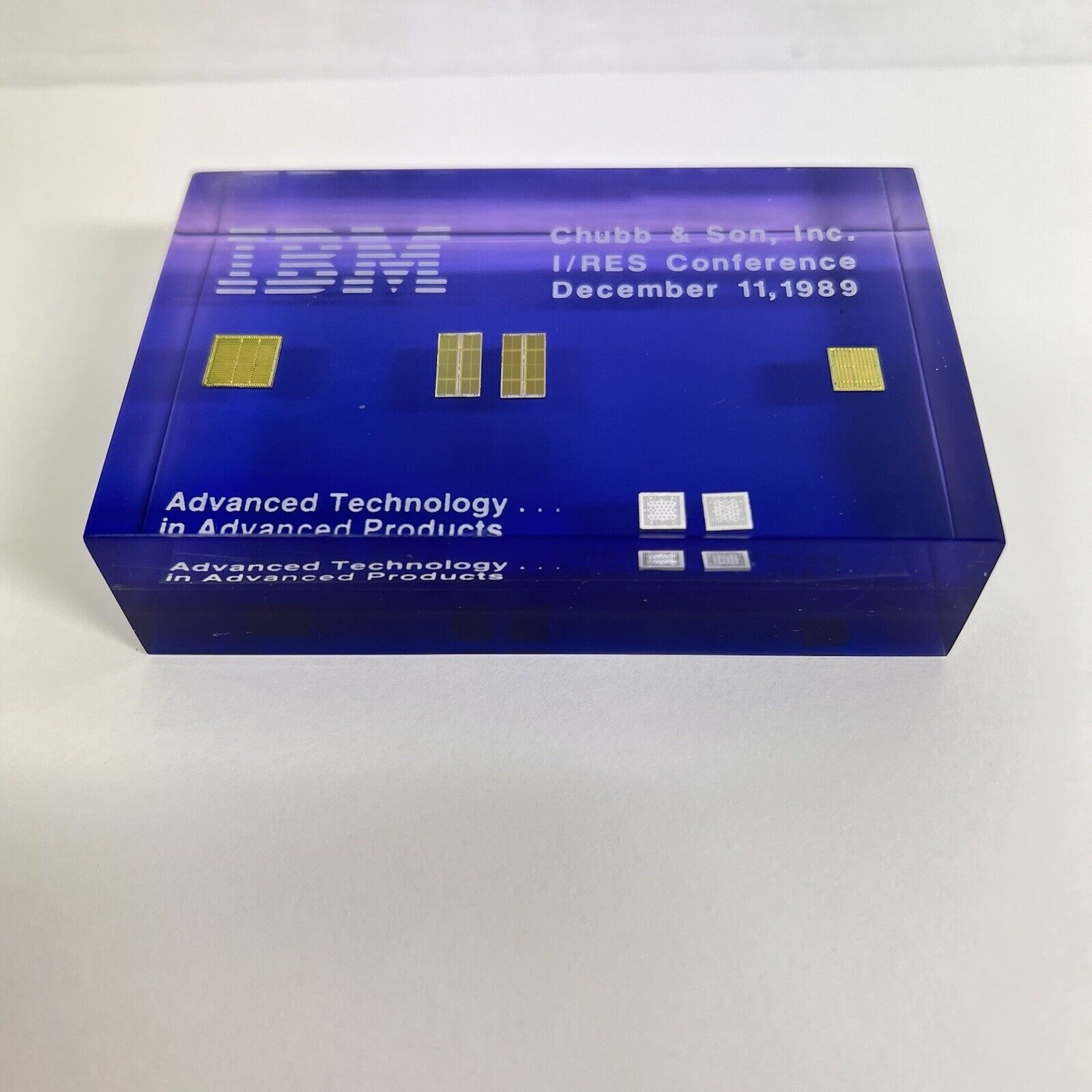Very Rare 1989 IBM  Paperweight - Advanced Technology Chubb &Son I/Res Confrence