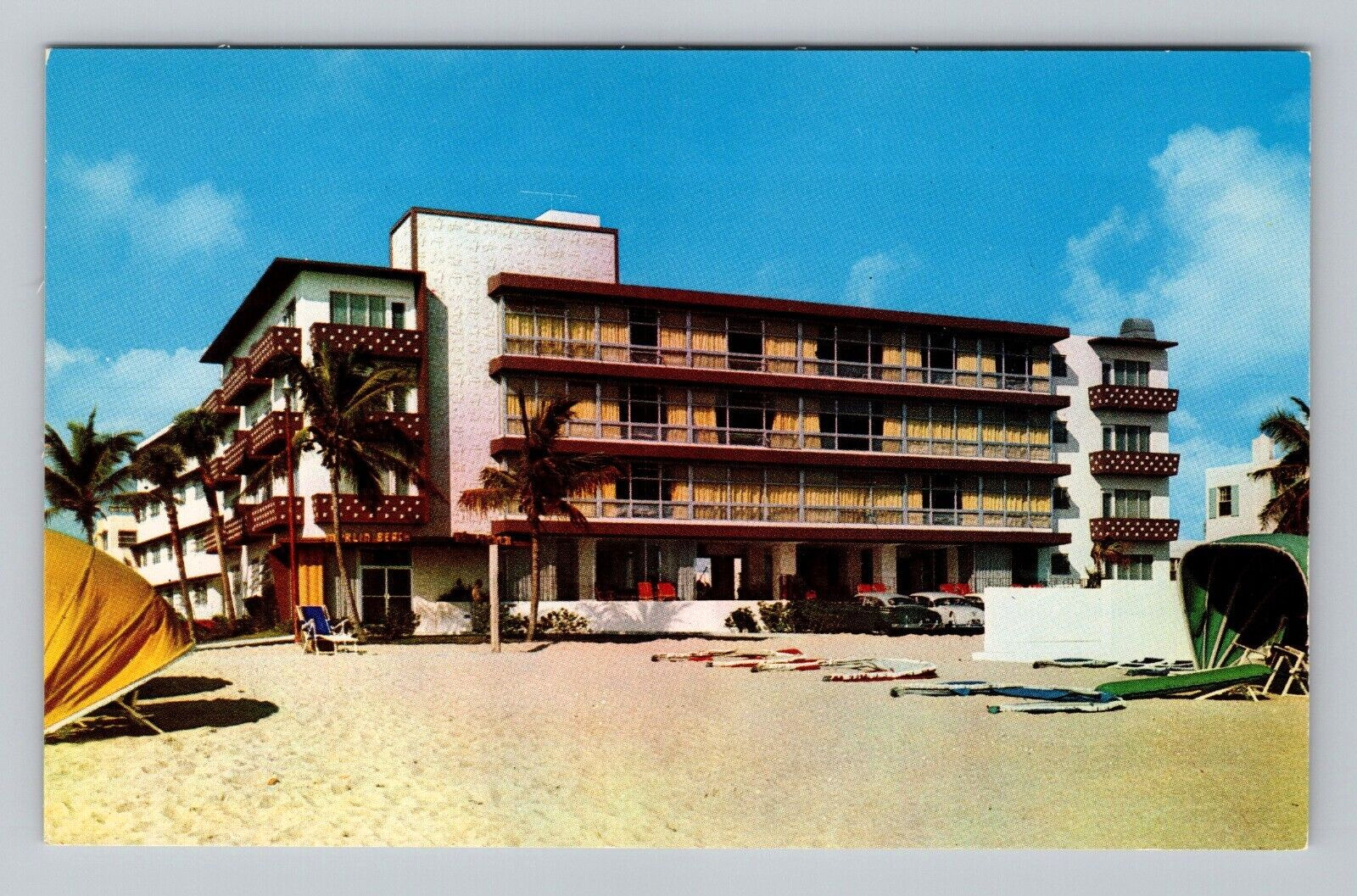 Postcard Fort Lauderdale Florida Marlin Beach Hotel Apartments Sand View FL