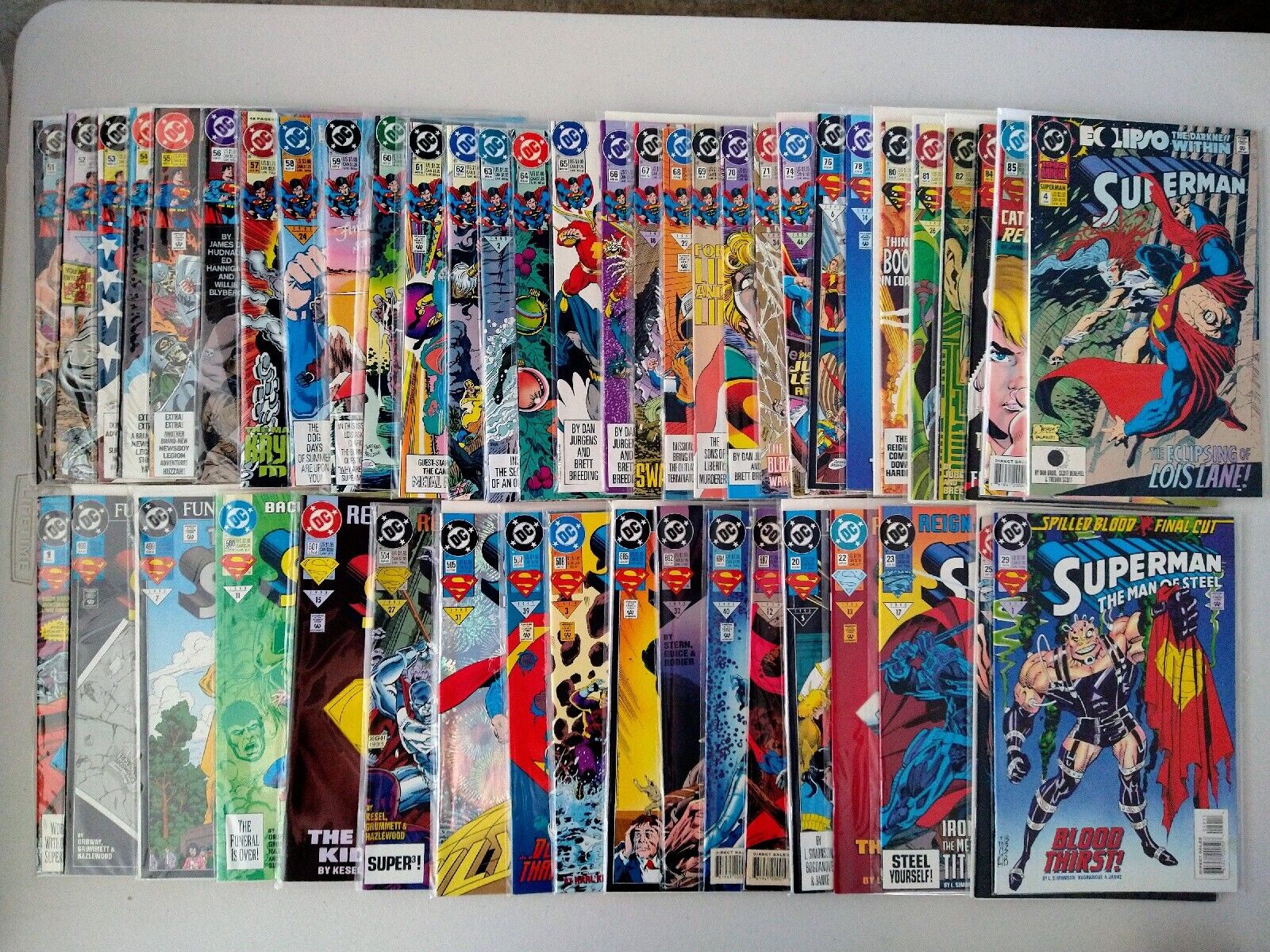 HUGE 1990\'s Superman Action DC Comic Book Lot Of 48 See Pics For #\'s Avg. VF/NM 