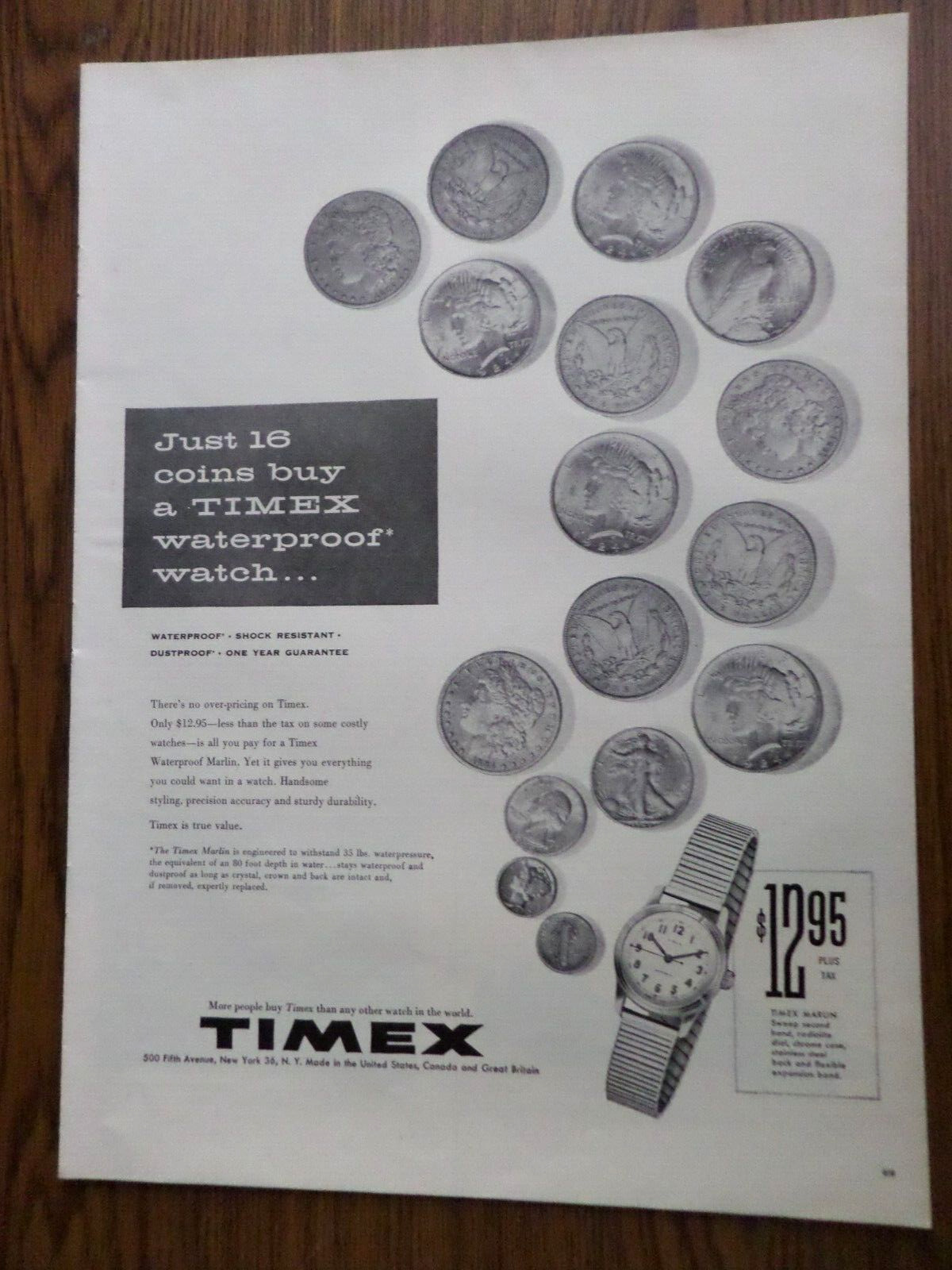 1955 Timex Watches Ad Timex Marlin