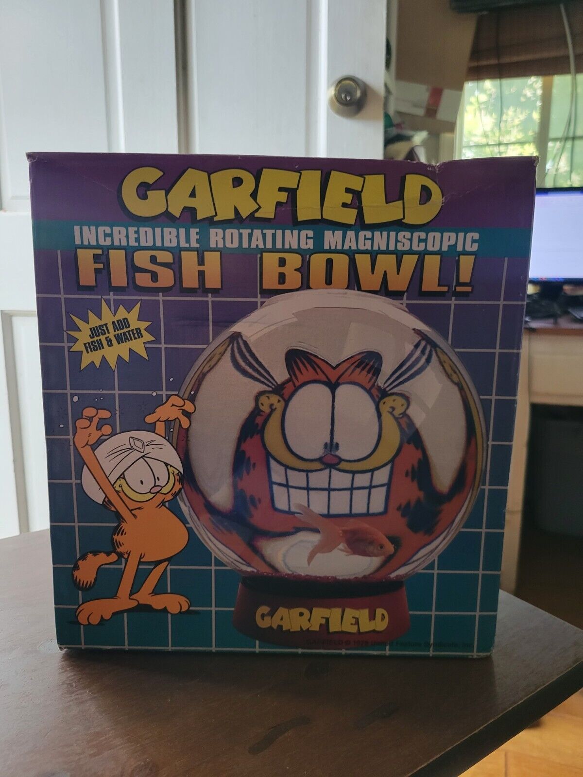 Vintage Garfield Fish Bowl Rotating Magniscopic New in Box Unused Collection