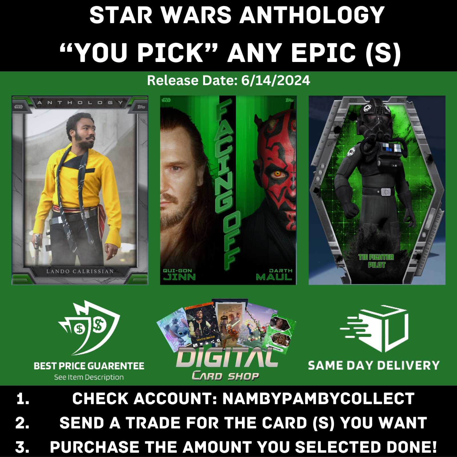 Topps Star Wars Card Trader ANTHOLOGY YOU PICK any EPIC Card (s)