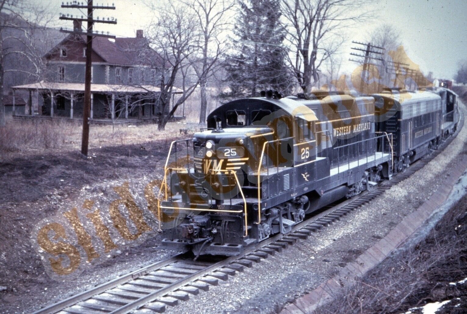 Vtg Train Slide 25 WM Western Maryland Engine Y1D110