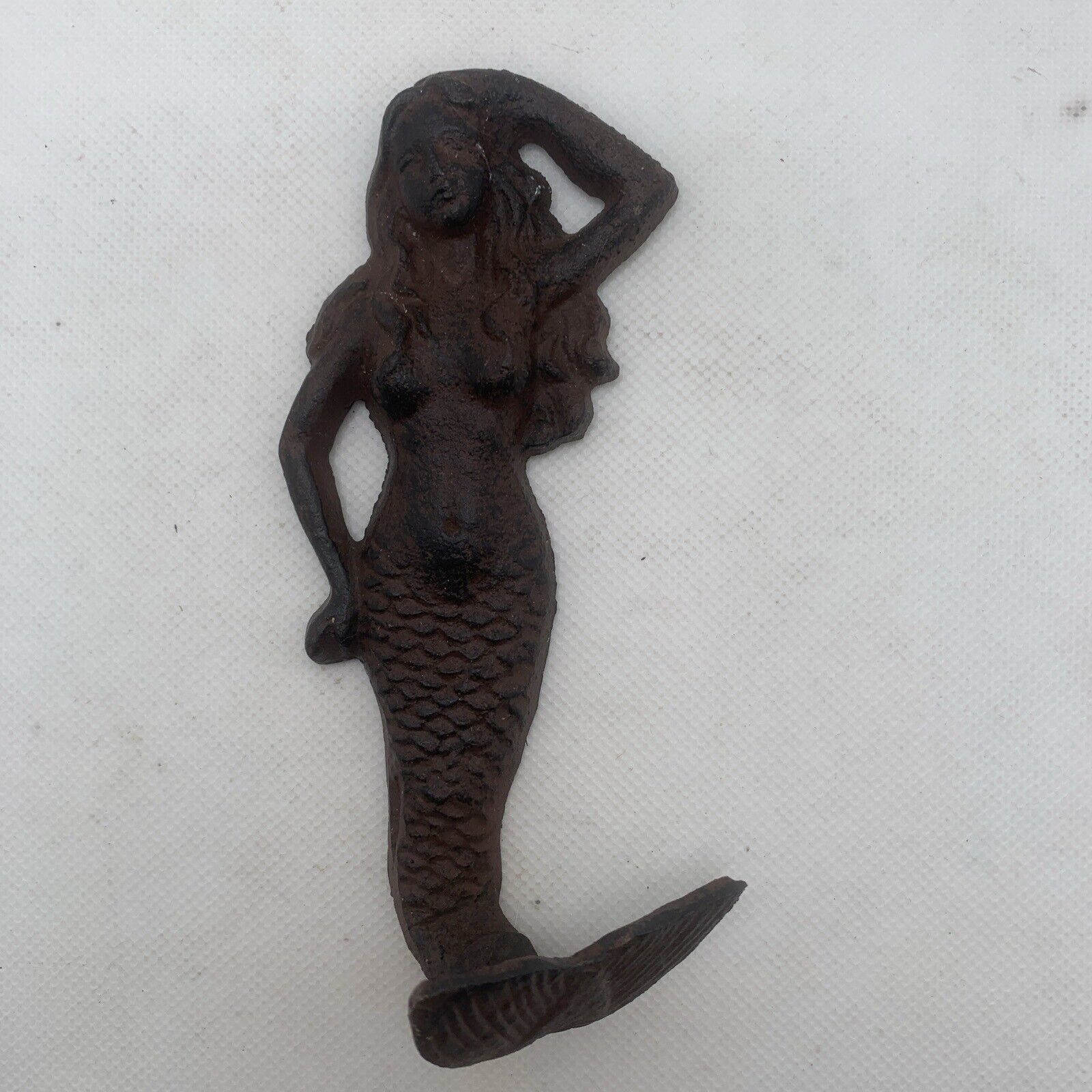 Cast Iron Mermaid Wall Hook Art Figure Sculpture  Sea Nymph
