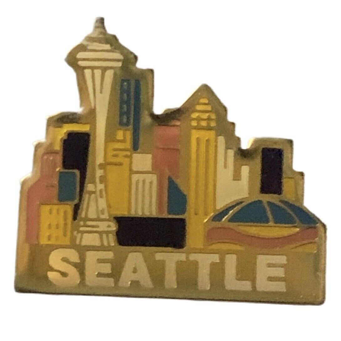 Vintage Seattle City Skyline Scenic Travel Souvenir Pin