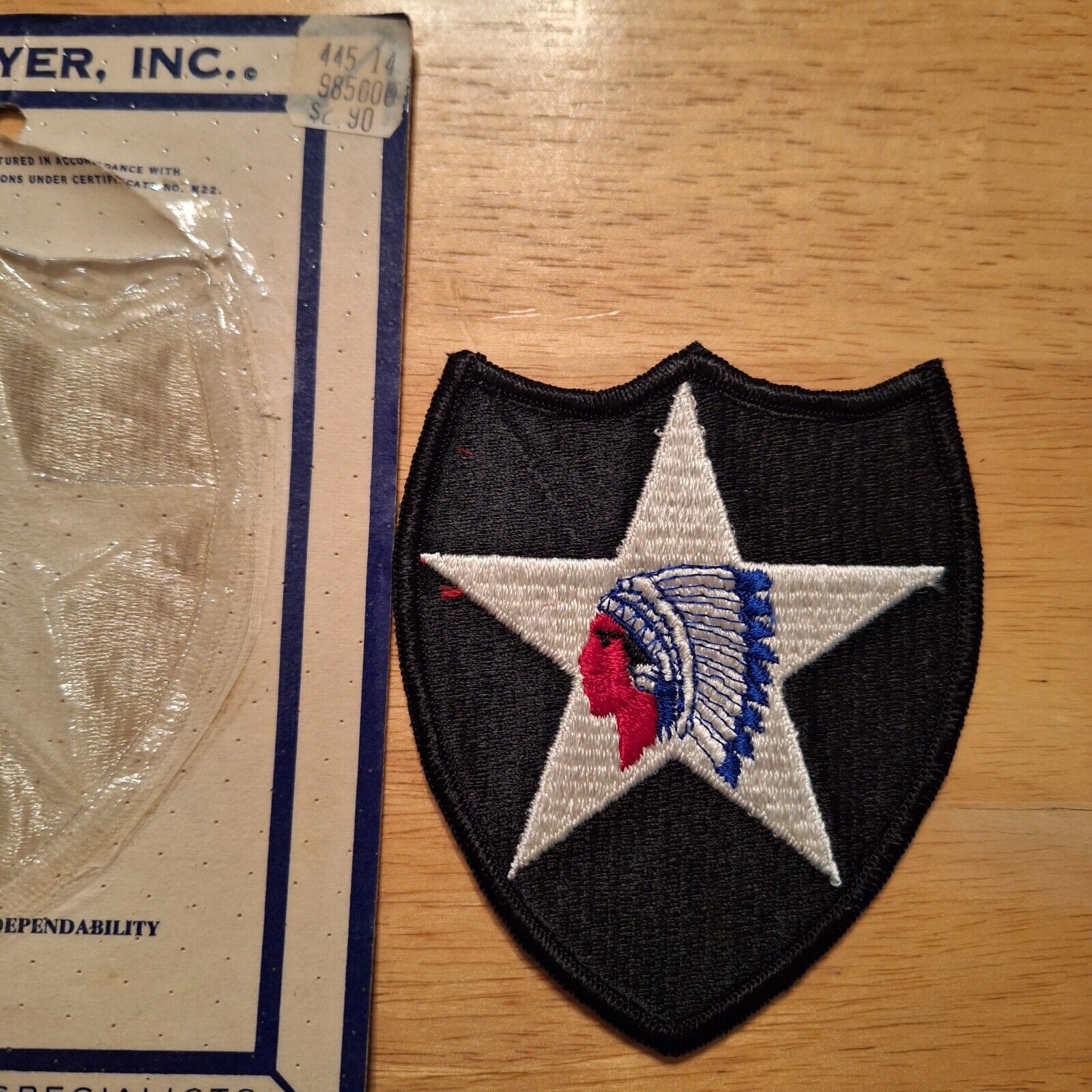 N.S. Meyer 2nd infantry division patch, Indian chief with star