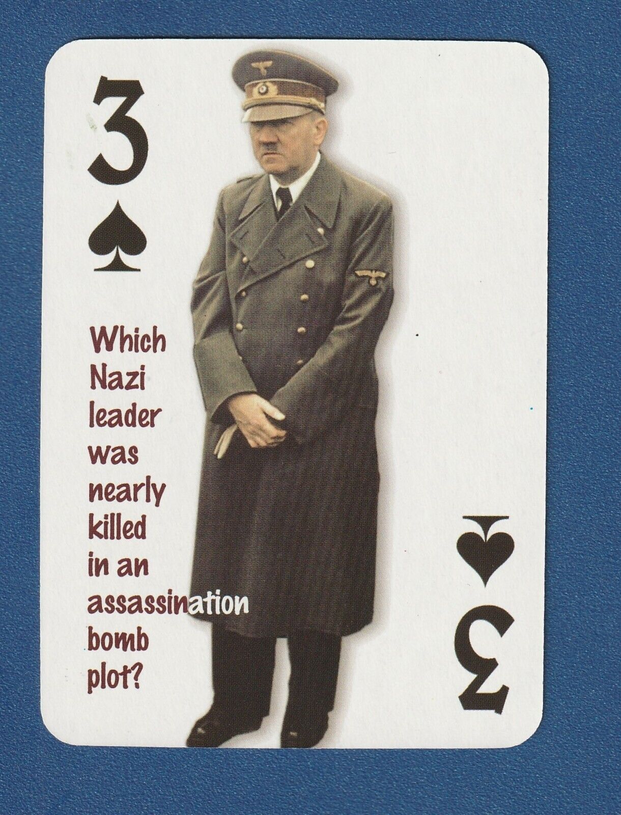 ADOLF HITLER 2016 Flickback 1944 Trivia Challenge Playing Card #3 Of Spades*