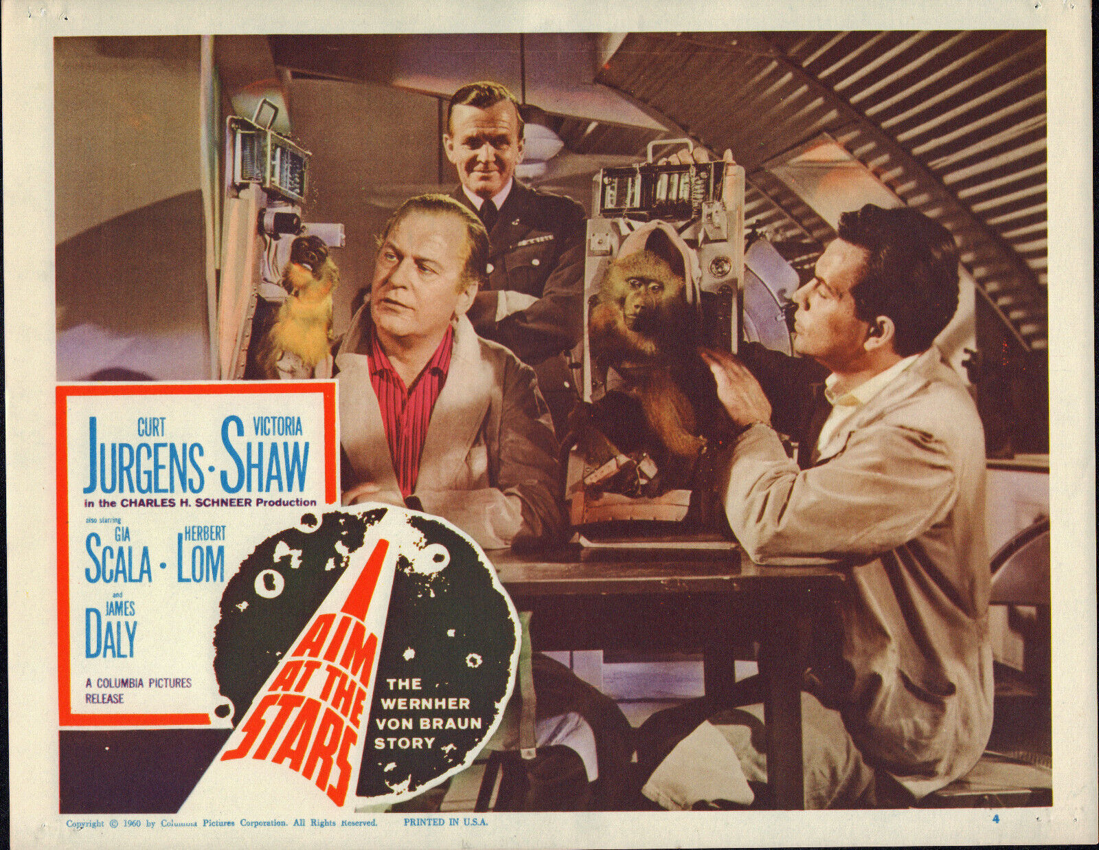 I AIM AT THE STARS orig 1960 lobby card poster CURT JURGENS/WERNHER VON BRAUN