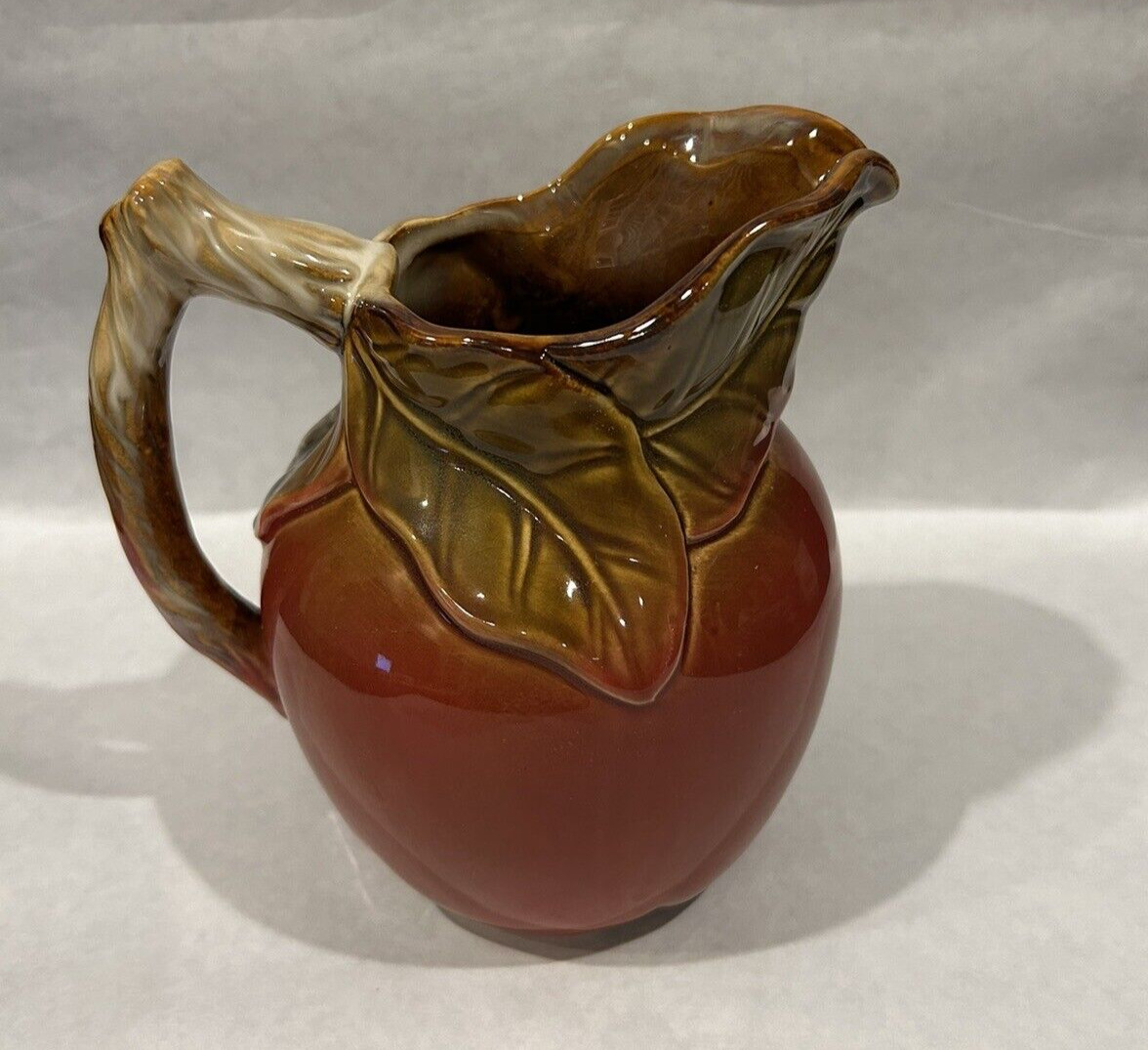 Vintage Red Apple Pitcher Ceramic Pottery ~ 6.5\