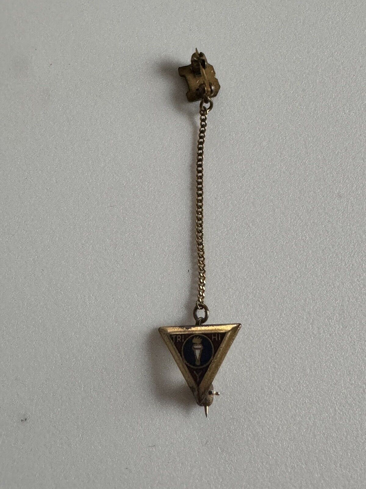 YMCA club Tri H Y pin with Torch ~ 1930s ~ 1940s