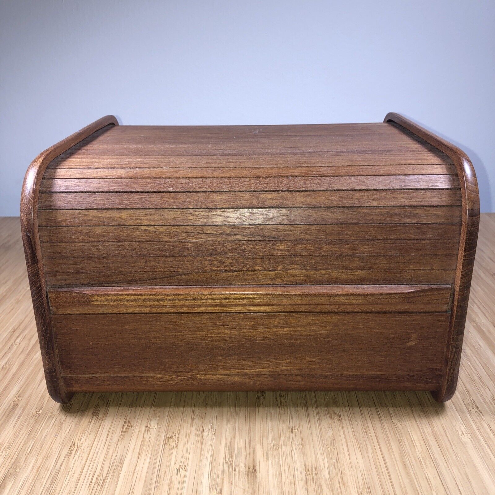 Vintage KALMAR Designs TEAK Wood Slotted CD Holder, MCM Mid Century Desk Top