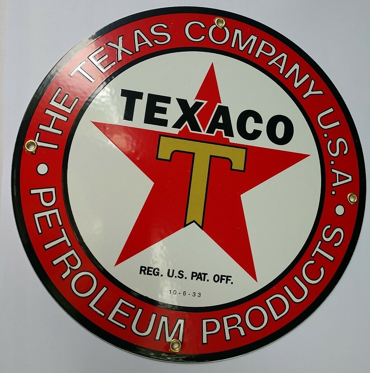 Texaco Texas Petroleum Company Gas Oil Gasoline Porcelain Sign