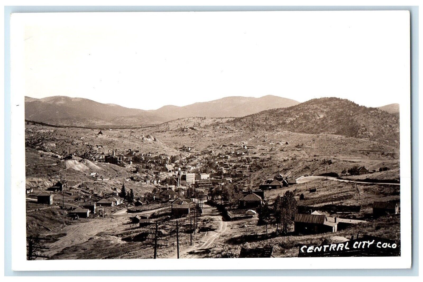 c1930's Bird's Eye View Central City Colorado CO RPPC Photo Vintage Postcard