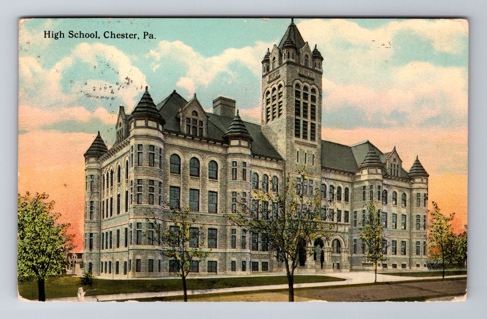 Chester PA-Pennsylvania, High School, Antique Vintage Souvenir Postcard