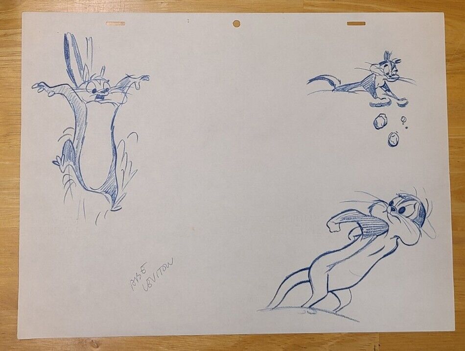 EARLY Abe Levitow SIGNED Pepé Le Pew Cartoon Drawing Looney Tunes RARE